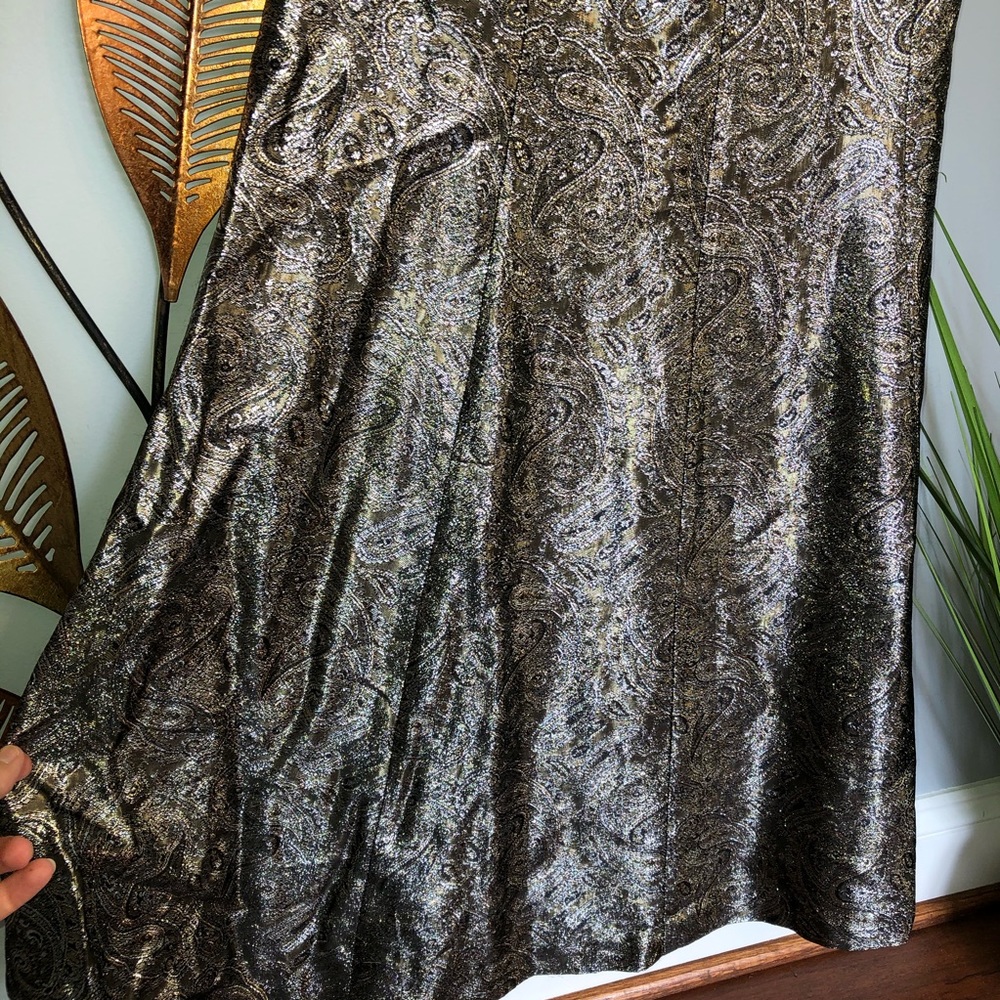 Nicole Miller Gold Print Long Party Dress - Picture 4 of 11
